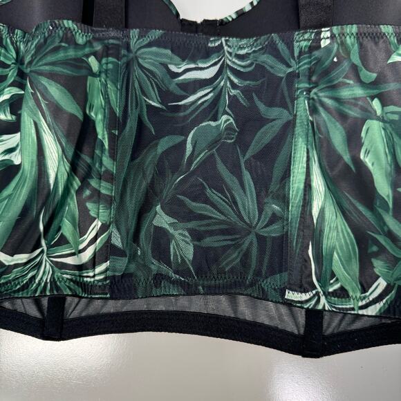 NWT Victoria's Secret Tropical Shine Bustier Green Black Rhinestone Bra Size 36D - Picture 7 of 15